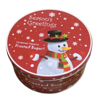 China Recycled Materials Food Grade Christmas Tin Box / Round Tin Box for sale