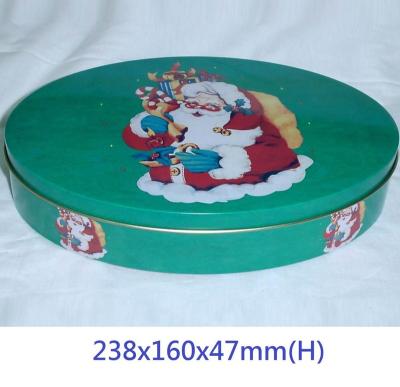 China Recycled Christmas Tin Can, Oval Tin Materials Box for sale