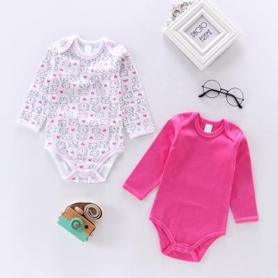 China Custom Printed Solid Color Customized Newborn Baby Clothes Long Sleeve Baby Romper Organic Cotton Baby Bodysuit for sale