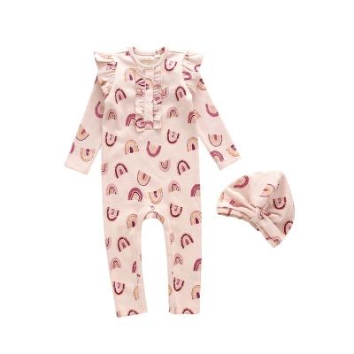 China Custom Made Printed Customized Wholesale Adorable Newborn Baby Clothes Floral Print Baby Sets For Girls for sale