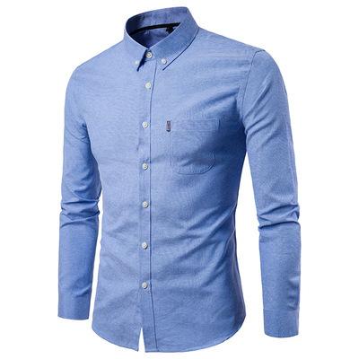 China Wholesale Anti-pilling Men's Business Cotton Trend Solid Color Lapel Causal Shirt Men's Long Sleeve Shirt For Male Autumn Winter M-5XL for sale