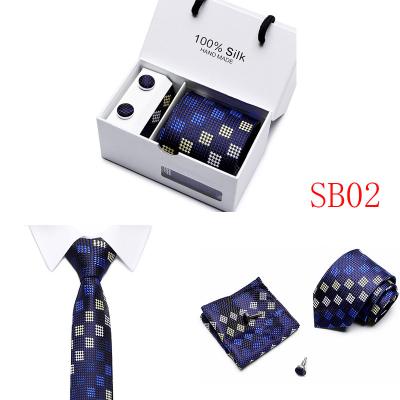 China Mens Fashion Wedding Men Neck Ties Gift Box Silk Tie Set Luxury Packing Cufflinks Cufflinks Handkerchief Set for sale