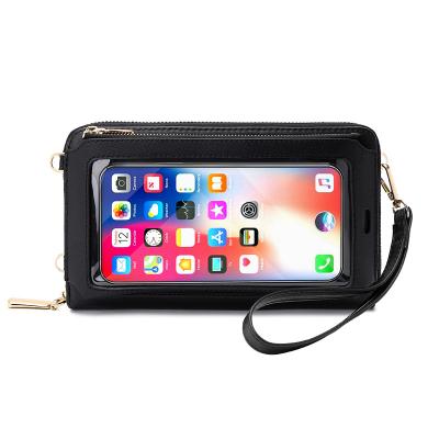 China New High Quality Causal Small Cross - Body Mobile Phone Purse Women Touch Screen Bag RFID Blocking Wallet Purse Shoulder Strap for sale