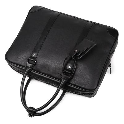 China Soft Wholesale Black Leather Handbags Men's Bag and Women's Bag Business Briefcase for sale