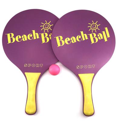 China Eason Sports Customized Wooden Beach Paddle Ball Set 2 Paddle Set Tennis for sale