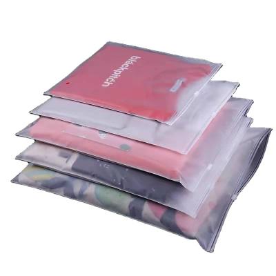 China Recyclable Custom Printed Clothes Pack Plastic Logo Slider Zip Bags For Clothing for sale