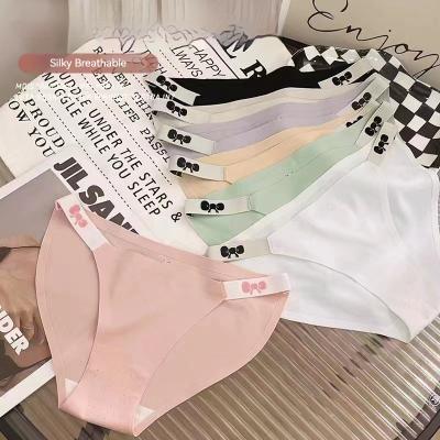 China Anti-Bacterial 5 colors girls underwear solid color breathable high stretch low waist brief one piece nylon Ice silk women traceless panties for sale