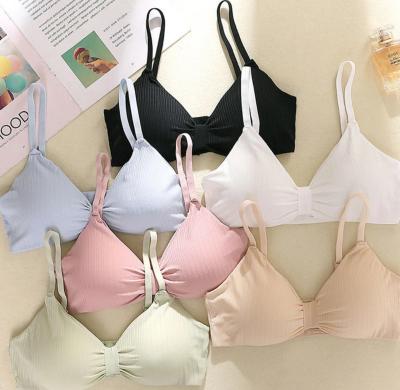 China QUICK DRY Teenage Girls Training Bras Teens Student Adjusted-straps Three Hook-and-eye Tube Top Bra Triangle Cup Tube Top Bra For Girl for sale