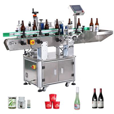 China Automatic Food Round Flat Square Double Side Glass Bottle Sticker Plastic Adhesive Labeling Machine Factory Price for sale