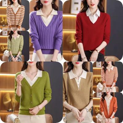 China Anti-wrinkle Wholesale Designer Winter Fall Sexy Ladies Long Sleeve Pullover Knitted Tops Women Sweater for sale