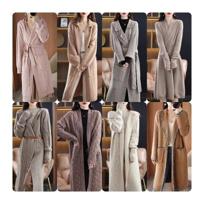 China Anti-wrinkle Autumn and winter knitted fashion simple loose twist long women maxi sweater coat cardigan for sale