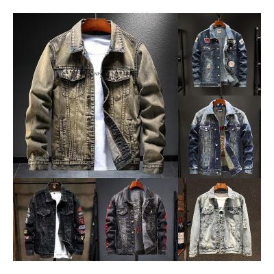 China Breathable Denim Jacket New Fashion High Quality Men's Custom Logo Paint-splashing Style Leisure Custom Packing Casual Denim Fabric for sale