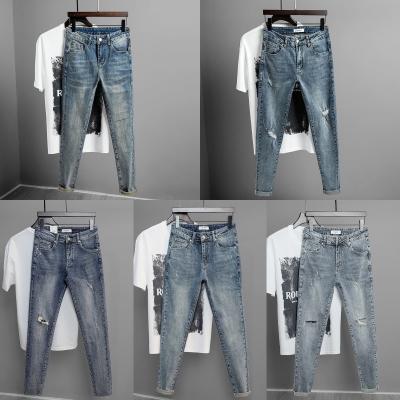 China Breathable Autumn and winter new elastic business slim casual trend blue men's jeans for sale