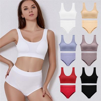 China 1602 QUICK DRY Seamless Women Tops Panties Set Breathable Padded Bralette Brazilian Underwear Suit Girls Sports Bra Set for sale