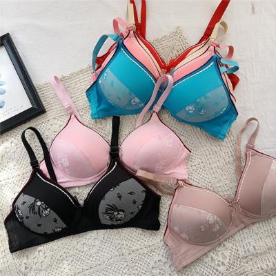 China Dorpshipping QUICK DRY Ladies Wireless Bra Female Gather Bralette Adjustment Embroidery Lace Up Women's Bra for sale