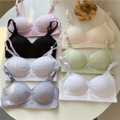 China Japanese Style QUICK DRY Women Small Chest Gathered High School Girls Slim Cup No Steel Ring Bra for sale