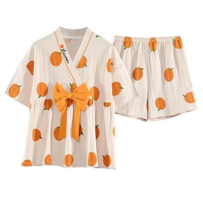 China QUICK DRY Japanese Women's Sleepwear Kimono Cute Short Sleeve Shorts 2 Piece Set Girls Princess Pajamas for sale