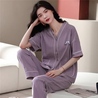 China QUICK DRY summer two piece pajamas set women clothing ladies knit pajama cotton plus size sleepwear pajamas for sale