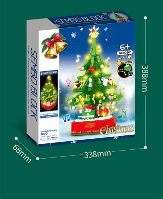 China Construction Toy Hot Selling Christmas Tree Toy Christmas Music Box Christmas Gift for sale