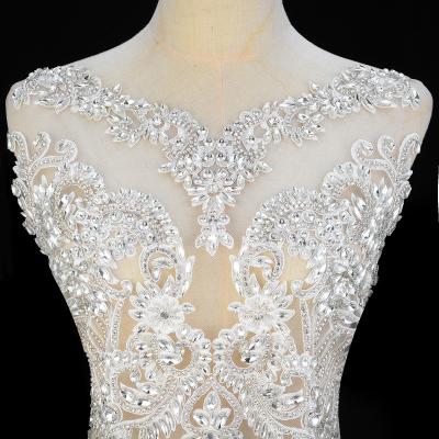 China Flatback (10PCS) fashion Silver bridal handmade bodice applique for wedding dress WDD1367 for sale