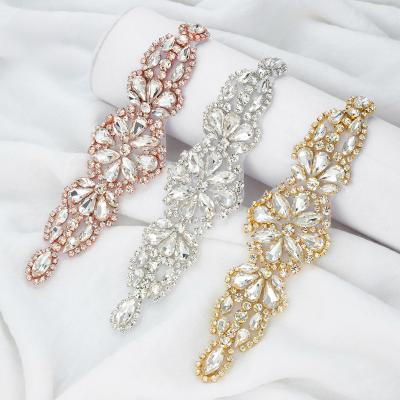 China Flatback (30pcs)Wholesale bridal wedding beaded sewing silver crystal rhinestone applique for dresses DIY iron on  WDD0455 for sale