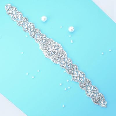 China Flatback (30PCS) Wholesale handmade bridal beaded sewing clear crystal rhinestone appliques iron on for wedding dresses sash WDD0714 for sale