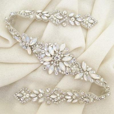 China Flatback (30pcs) Wholesale wedding dress belt rhinestone applique bridal beaded crystal applique iron on for wedding dresses WDD0919 for sale