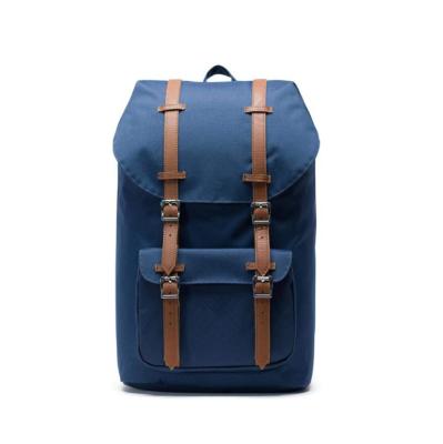 China 25.0L Waterproof Classic Synthetic Leather Navy Tan Laptop Backpack for sale