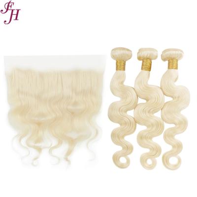 China Silky Straight Wave FH Wholesale Cheap 613 13x4 Lace Frontal Hair Frontal Headband Transparent With 3 Bundles Virgin Hair for sale