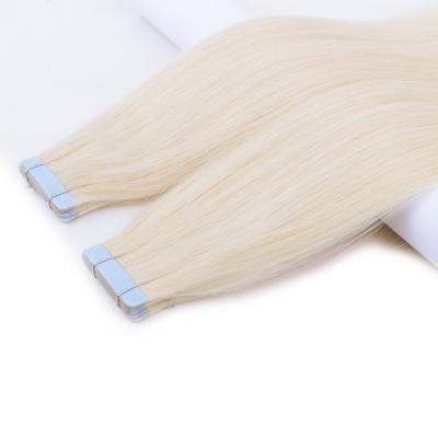 China Wholesale Silky Straight Virgin Hair Solid Wave Color Bleached Platinum Blonde Invisible Tape In Hair Extension for sale