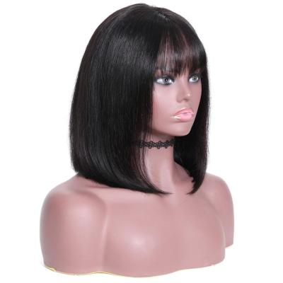 China Natural Black Short Lace Barely Shedding Thick Smooth Soft Bob Wig For Black Women Frontal FH Bob Wig Brazilian Virgin Human Hair Wig for sale