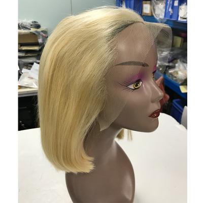 China Gently Slick Deeply Barely Shedding In Stock Bob Front Lace Wig 100% Natural Cuticle Aligned Burmese Human Hair Silky Straight Color 13x4 8Inch for sale