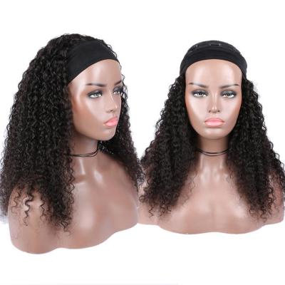 China Wholesale Elastic Hairband Wigs Brazilian Virgin Brazilian Soft Thick Straight Barely Sheer Curly Kinky Curly Human Hair FH No Lace Hairband Wig for sale