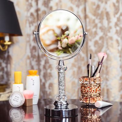 China ZOS008 Crystal Custom Double Sided Mirrors Magnifying Table Makeup Vanity 5X Magnifying Cosmetic Mirror With 360 Degree Stand for sale