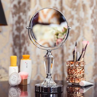 China ZOS005 Crystal Custom Double Sided Mirrors Magnifying Table Makeup Vanity 5X Magnifying Cosmetic Mirror With 360 Degree Stand for sale