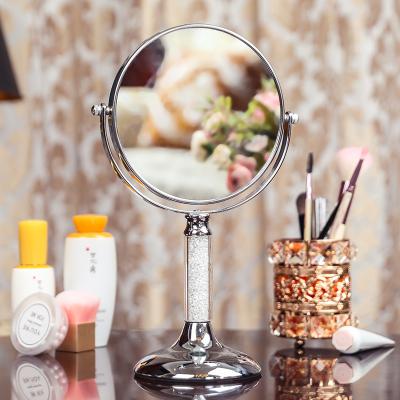 China ZOS012 Crystal Custom Double Sided Mirrors Magnifying Table Makeup Vanity 5X Magnifying Cosmetic Mirror With 360 Degree Stand for sale