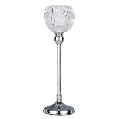 China Latest Home Decoration Table Decoration Wedding Centerpiece Crystal Tea Light Silver Candle Holder ZX123 for sale