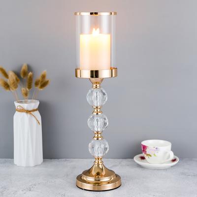 China Gold Wedding Hot Selling Hand Made Crystal Candle Holder Metal Candlesticks Home Decoration Table Centerpieces ZX197 for sale