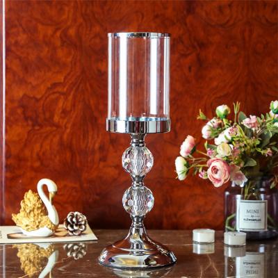 China Home Decoration Hot Sale Metal Crysatl Candlestick Luxury Silver Customized Candle Holders For Wedding Home Decoration ZX015 for sale