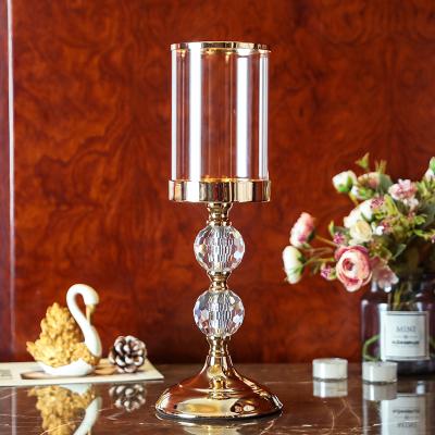 China Factory wholesale European style decoration gold clear creative metal Crystal Candle Holder ZX013 for sale