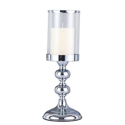 China Newest Design Top Quality Table Home Decor Clear Metal Silver Candle Holders Candlesticks ZX209 for sale