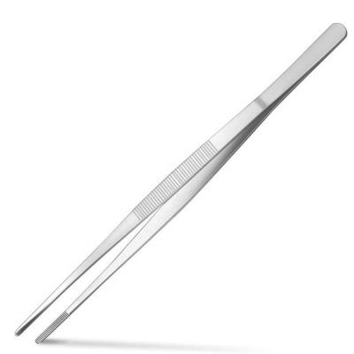 China Long Lasting Straight Plating Tweezers 12inch 304 18/8 Kitchen Stainless Steel Chefs Tweezers For Cooking Food Tongs for sale