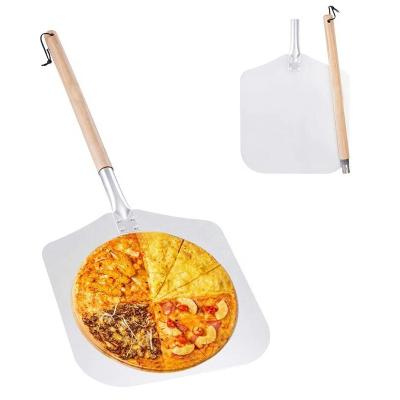 China OEM Pizza Paddle Spatual Pizza Sustainable Baking Premium Aluminum Skin With Detachable Wooden Handle for sale