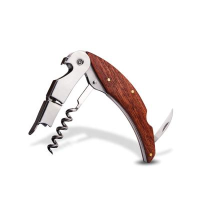 China Yangjiang Stainless Steel Factory Santos Rose Wood Stainless Steel Seahorse Knife Corkscrew Wine Opener for sale