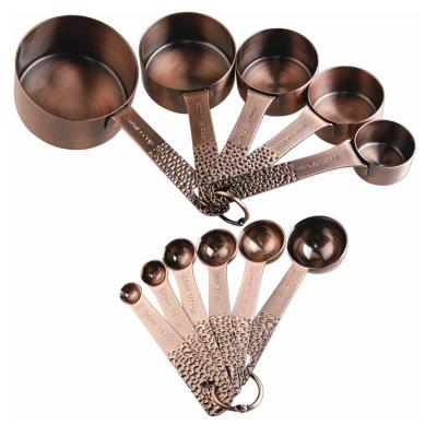 China New Durable Heavy Duty 11 Pieces Stainless Steel-Copper Measuring Cup Cup And Measuring Spoon Set for sale