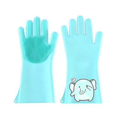 China Stocked One Pair Silicone Stocked Functional Heat Resistant Cleaning Gloves Dishwashing Glove For Bathroom Kitchen Cleaning for sale