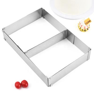 China 7x10 Inch Adjustable Current Workable To Cake Ring Cutter Mold Square Cake Stainless Steel 13X20 Inch Mold For Mousse for sale