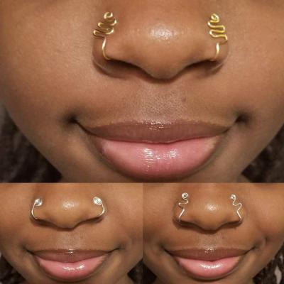 China FASHIONABLE Cheap Cover Women's Non Prick Nose Ring Gold Manual Silver Retro Rose Gold Evil Eye Nose Clip for sale