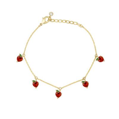 China CLASSIC women's fashion jewelry copper plated hot 18K gold color bracelet zircon cherry peach fruit bracelet for sale