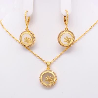 China CLASSIC 24K Gold Plated Jewelry Set Nigerian Bride Necklace Earrings Middle East Pendant Jewelry Set for sale